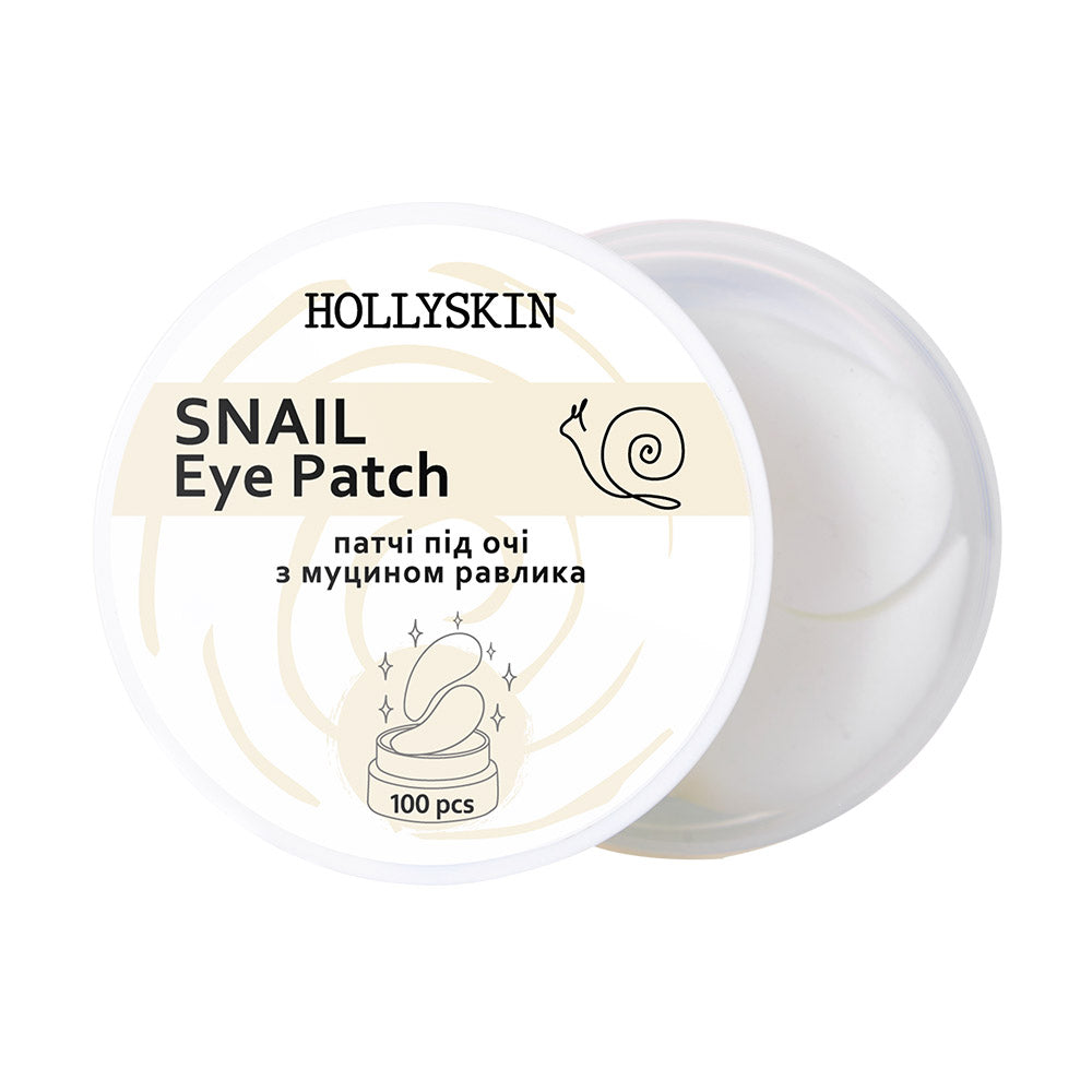 HOLLYSKIN Snail Eye Patch — тканинні патчі під очі з муцином равлика, 100 шт.