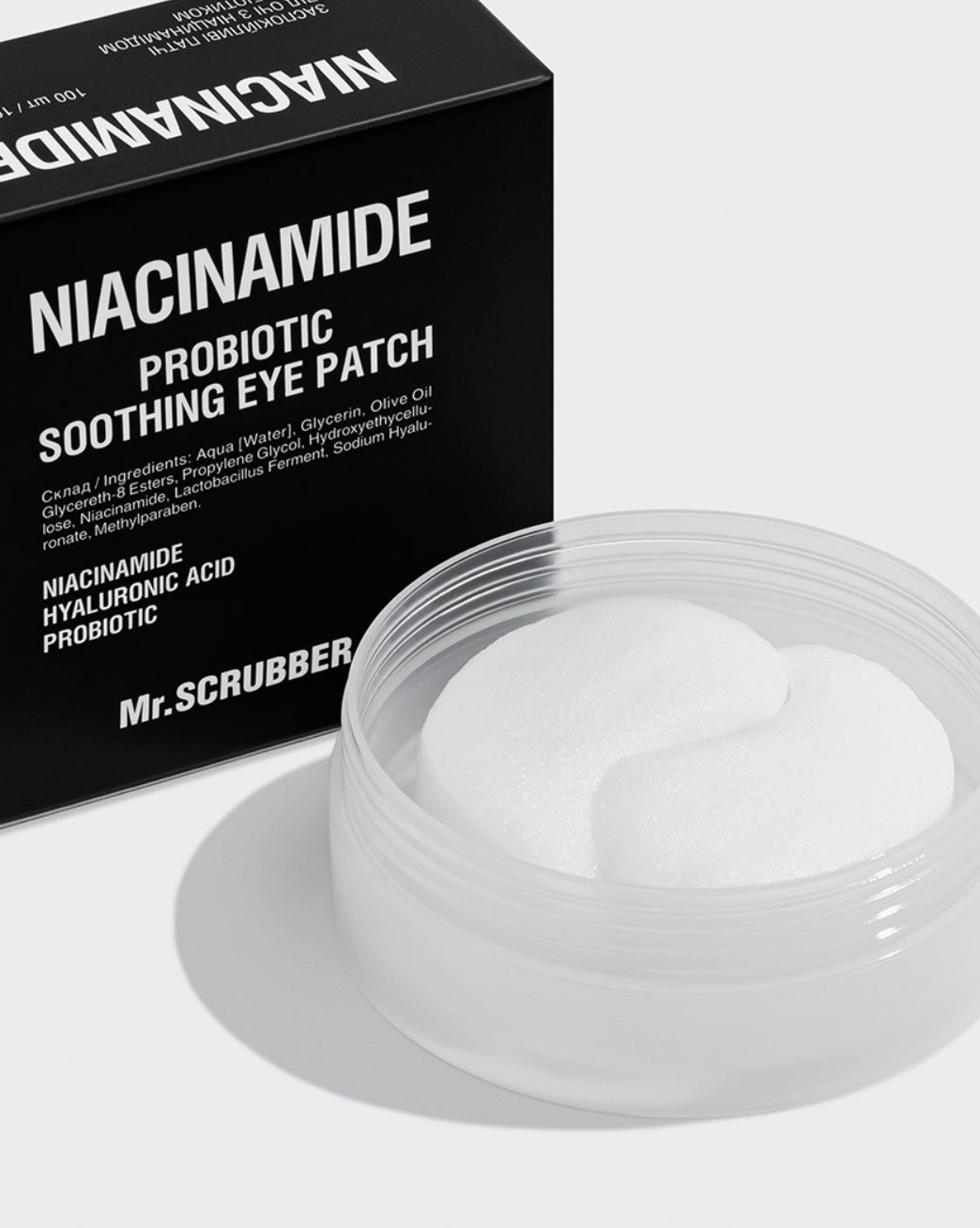 Mr.SCRUBBER Niacinamide — заспокійливі патчі під очі з ніацинамідом і пробіотиком, 100 шт.